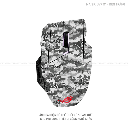 Skin Dán Chuột Asus Vân Nổi Hình CAMO DIGITAL Đen Trắng | UVPT11