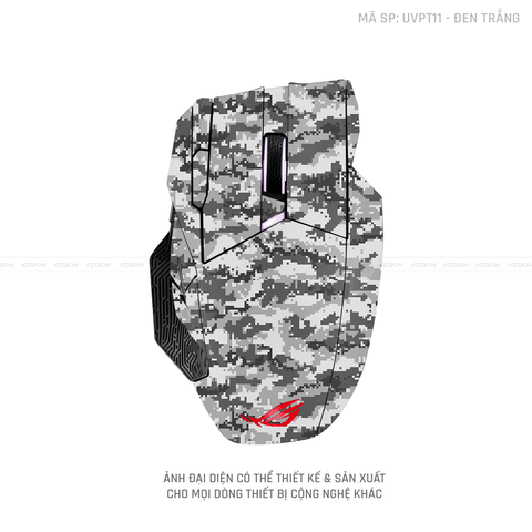 Skin Dán Chuột Asus Vân Nổi Hình CAMO DIGITAL Đen Trắng | UVPT11