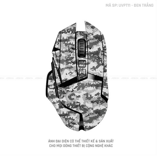 Skin Dán Chuột Logitech Vân Nổi CAMO DIGITAL Đen Trắng | UVPT11