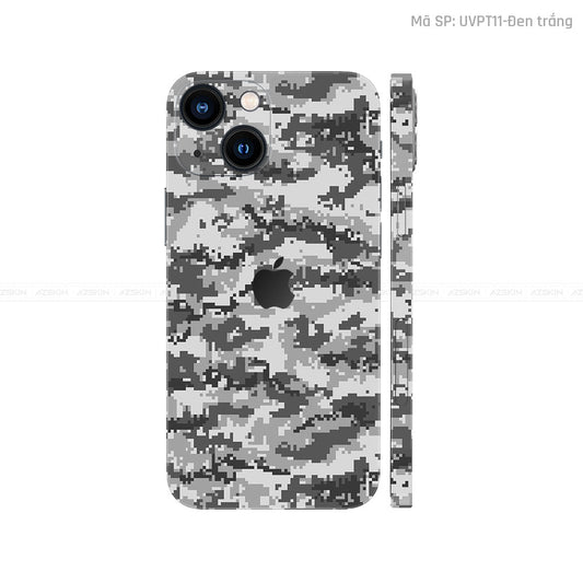 Dán Skin IPhone 14 Series Vân Camo Digital Xám | UVPT11