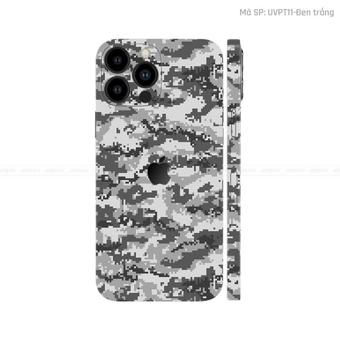 Dán Skin IPhone 12 Series Vân Camo Digital Xám | UVPT11