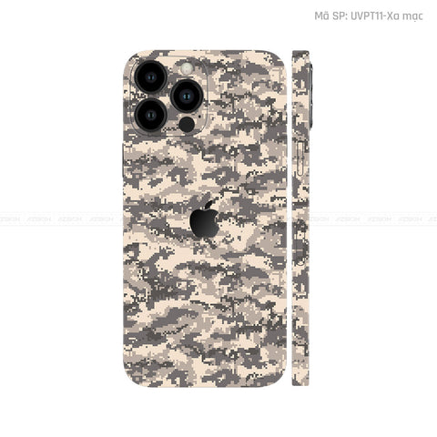 Dán Skin IPhone 16 Series Vân Camo Digital Xa Mạc | UVPT11