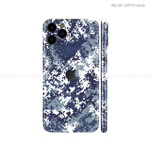 Dán Skin IPhone 11 Series Vân Camo Digital Xanh | UVPT11