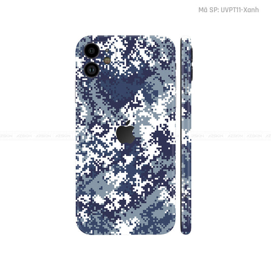 Dán Skin IPhone 11 Series Vân Camo Digital Xanh | UVPT11