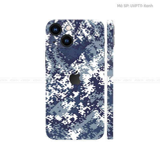 Dán Skin IPhone 14 Series Vân Camo Digital Xanh | UVPT11