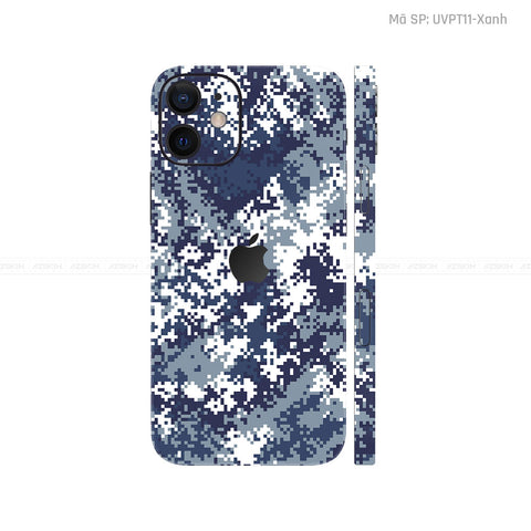Dán Skin IPhone 12 Series Vân Camo Digital Xanh | UVPT11