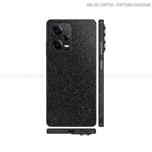 Dán Skin Xiaomi Redmi Note 12 Series Vân Nổi Cartoon Đen | UVPT12