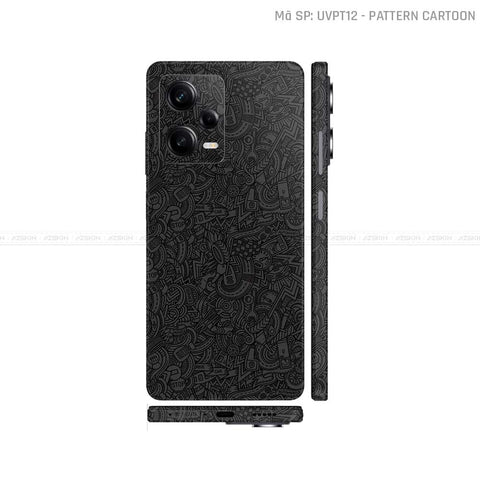 Dán Skin Xiaomi Redmi Note 12 Series Vân Nổi Cartoon Đen | UVPT12