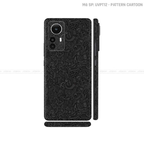 Dán Skin Xiaomi 12 Series Vân Cartoon Đen | UVPT12