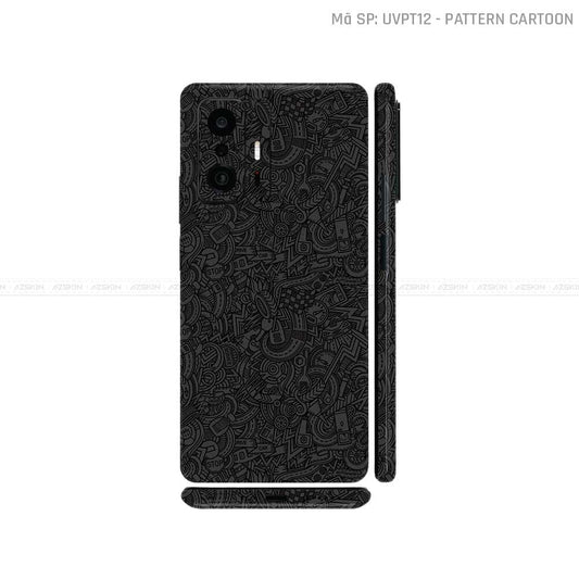 Dán Skin Xiaomi 11 Series Vân Nổi Pattern Cartoon Đen | UVPT12