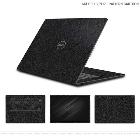 Dán Skin Laptop Dell Vân Nổi Pattern Cartoon Đen | UVPT12