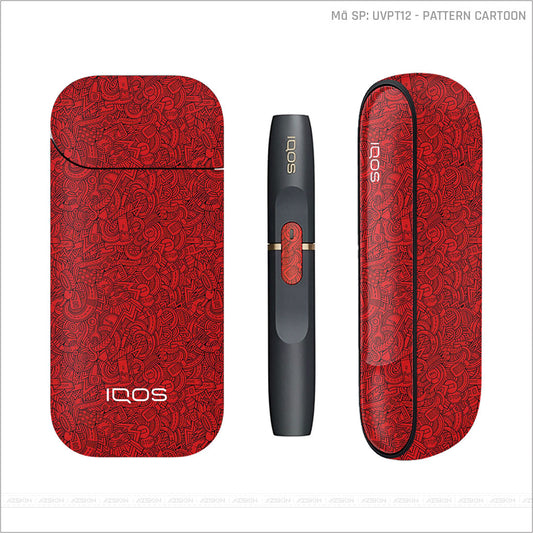 Dán Skin IQOS Vân Pattern Cartoon Đỏ | UVPT12