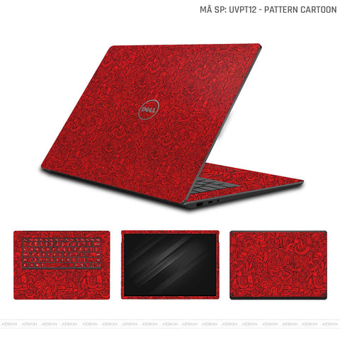 Dán Skin Laptop Dell Vân Nổi Pattern Cartoon Đỏ | UVPT12