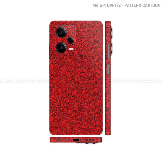 Dán Skin Xiaomi Redmi Note 12 Series Vân Nổi Cartoon Đỏ | UVPT12