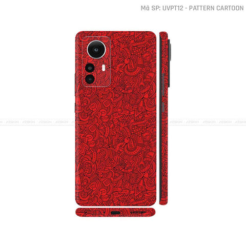 Dán Skin Xiaomi 12 Series Vân Cartoon Đỏ | UVPT12