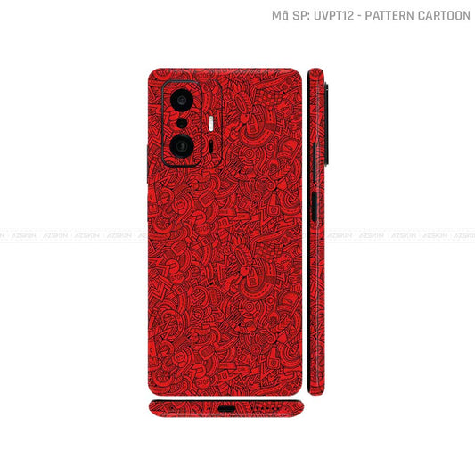 Dán Skin Xiaomi 11 Series Vân Nổi Pattern Cartoon Đỏ | UVPT12
