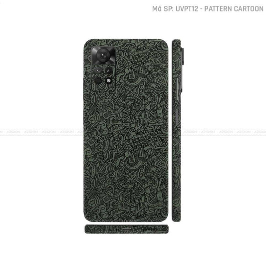 Dán Skin Xiaomi Redmi Note 11 Series Vân Nổi Pattern Cartoon Midnight | UVPT12