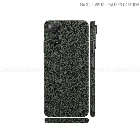 Dán Skin Xiaomi Redmi Note 11 Series Vân Nổi Pattern Cartoon Midnight | UVPT12