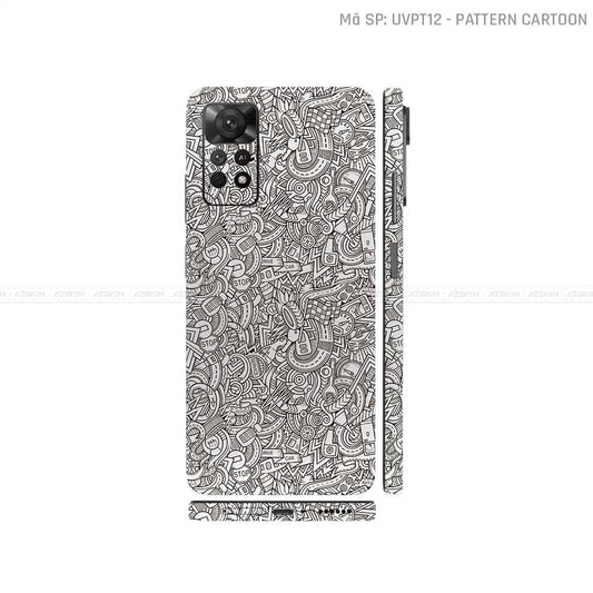 Dán Skin Xiaomi Redmi Note 11 Series Vân Nổi Pattern Cartoon Trắng | UVPT12
