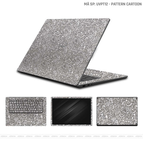 Dán Skin Laptop Dell Vân Nổi Pattern Cartoon Trắng | UVPT12