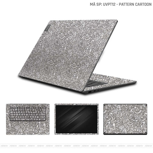 Dán Skin Laptop Lenovo Vân Nổi Cartoon Trắng | UVPT12