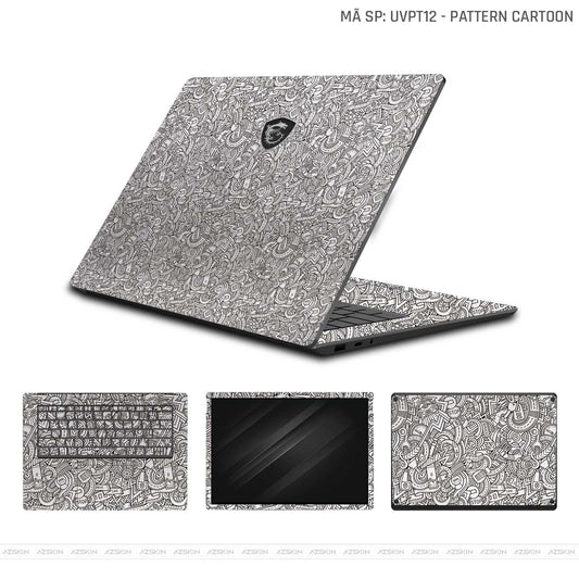 Dán Skin Laptop MSI Vân Nổi Cartoon Trắng | UVPT12