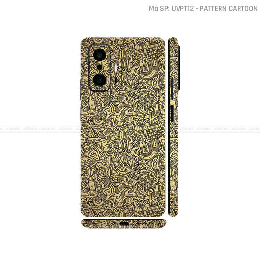 Dán Skin Xiaomi 11 Series Vân Nổi Pattern Cartoon Vàng Đồng | UVPT12