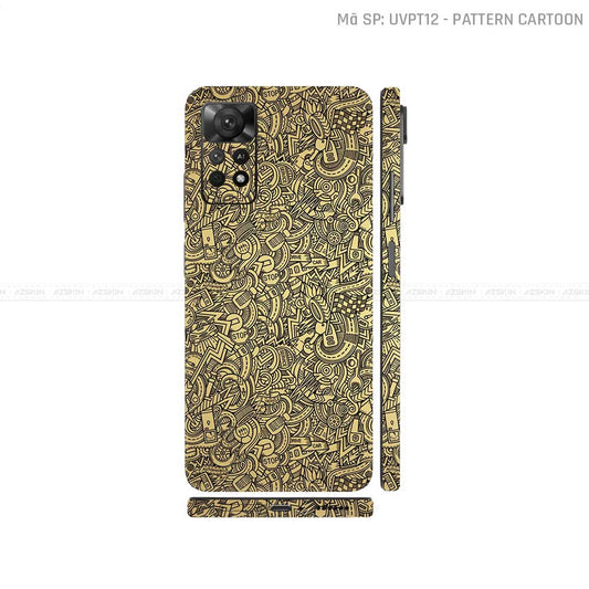 Dán Skin Xiaomi Redmi Note 11 Series Vân Nổi Pattern Cartoon Vàng | UVPT12