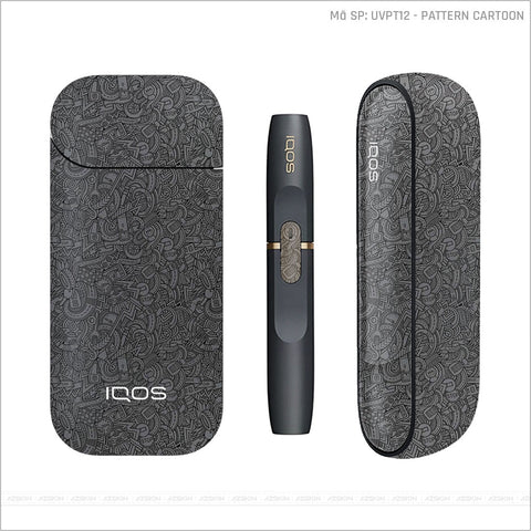Dán Skin IQOS Vân Pattern Cartoon Xám | UVPT12