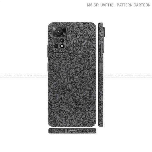Dán Skin Xiaomi Redmi Note 11 Series Vân Nổi Pattern Cartoon Xám | UVPT12