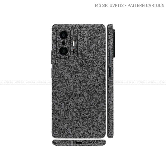 Dán Skin Xiaomi 11 Series Vân Nổi Pattern Cartoon Xám | UVPT12