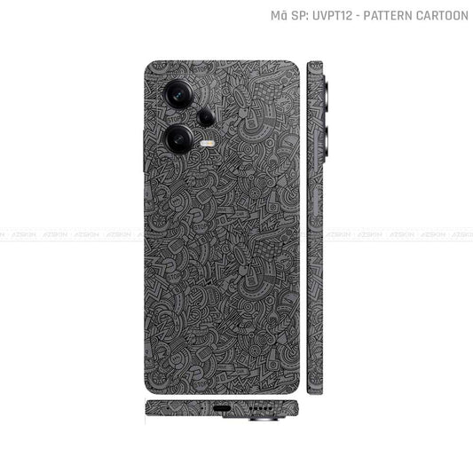 Dán Skin Xiaomi Redmi Note 12 Series Vân Nổi Cartoon Xám | UVPT12