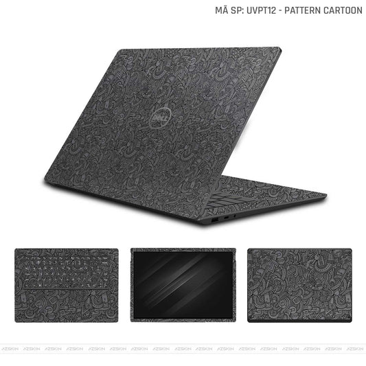 Dán Skin Laptop Dell Vân Nổi Pattern Cartoon Xám | UVPT12