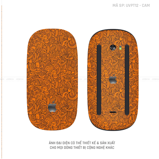 Skin Dán Chuột Apple Magic Mouse Vân Nổi Hình PATTERN CARTOON Màu Cam | UVPT12
