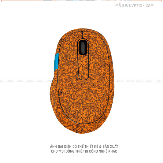 Skin Dán Chuột Microsoft Vân Nổi PATTERN CARTOON Màu Cam | UVPT12