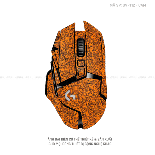 Skin Dán Chuột Logitech Vân Nổi PATTERN CARTOON Cam | UVPT12