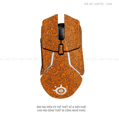 Skin Dán Chuột Steelseries Vân Nổi PATTERN CARTOON Cam | UVPT12