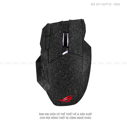 Skin Dán Chuột Asus Vân Nổi Hình PATTERN CARTOON Đen | UVPT12