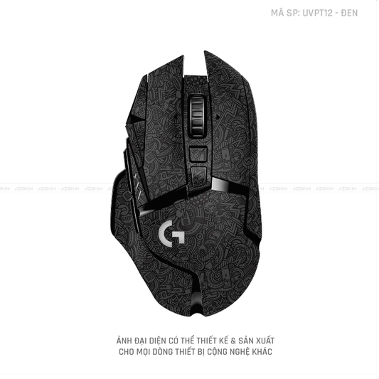 Skin Dán Chuột Logitech Vân Nổi PATTERN CARTOON Đen | UVPT12