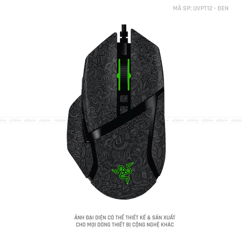 Skin Dán Chuột Razer Vân Nổi Hình PATTERN CARTOON Đen | UVPT12