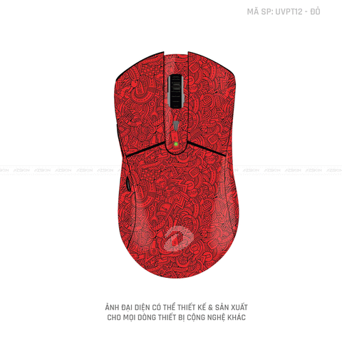 Skin Dán Chuột Dareu Vân Nổi Hình PATTERN CARTOON Đỏ | UVPT12
