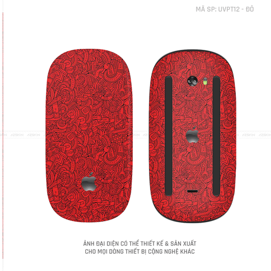 Skin Dán Chuột Apple Magic Mouse Vân Nổi Hình PATTERN CARTOON Màu Đỏ | UVPT12