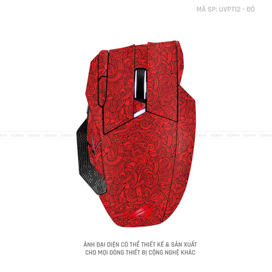 Skin Dán Chuột Asus Vân Nổi Hình PATTERN CARTOON Đỏ | UVPT12