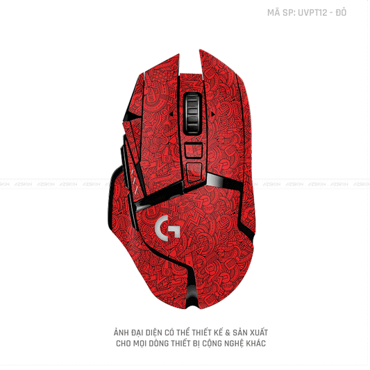 Skin Dán Chuột Logitech Vân Nổi PATTERN CARTOON Đỏ | UVPT12