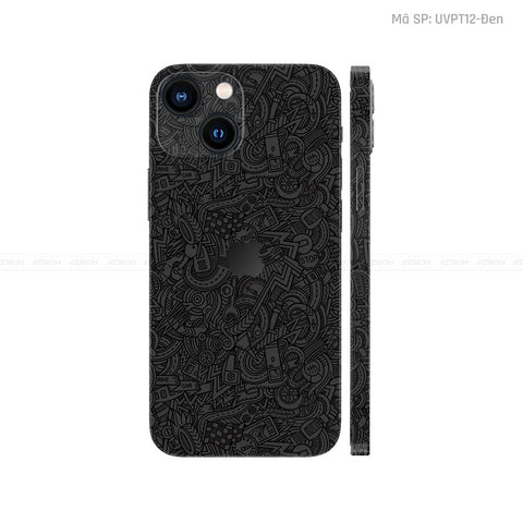 Dán Skin IPhone 16 Series Vân Pattern Cartoon Đen | UVPT12