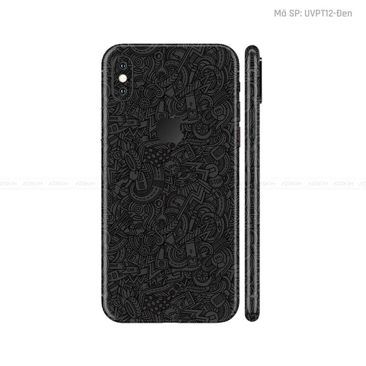 Dán Skin IPhone X Series Vân Pattern Cartoon Đen | UVPT12