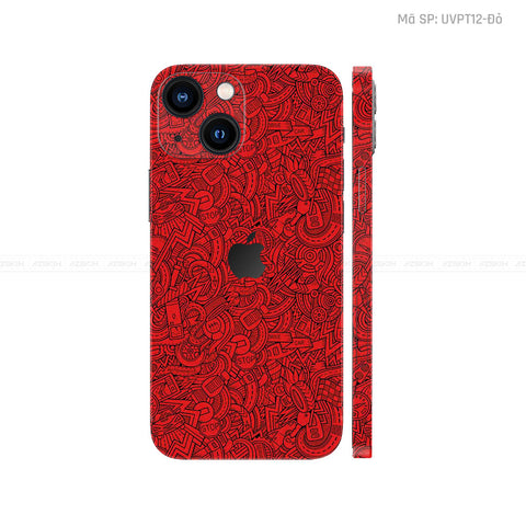 Dán Skin IPhone 16 Series Vân Pattern Cartoon Đỏ | UVPT12