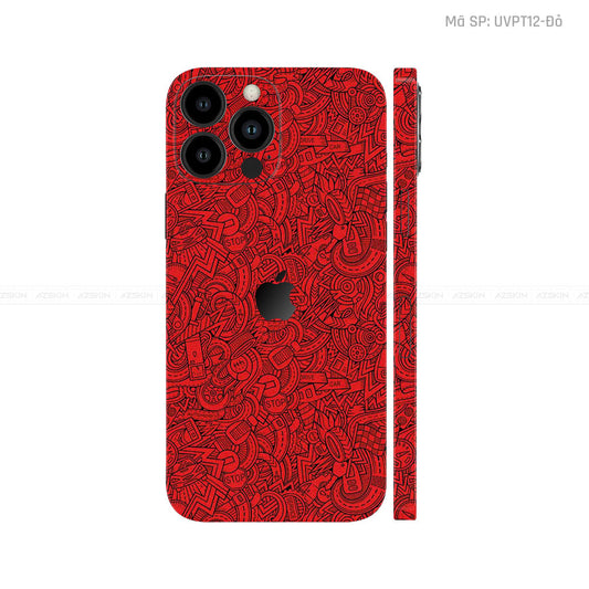 Dán Skin IPhone 14 Series Vân Pattern Cartoon Đỏ | UVPT12