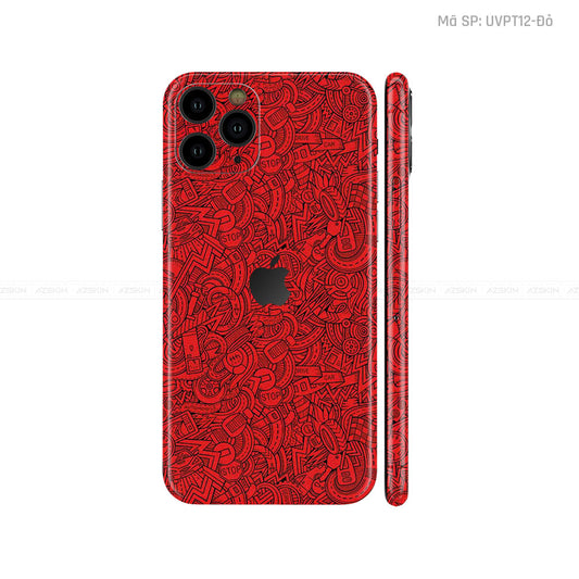 Dán Skin IPhone 11 Series Vân ICON Pattern Cartoon Đỏ | UVPT12