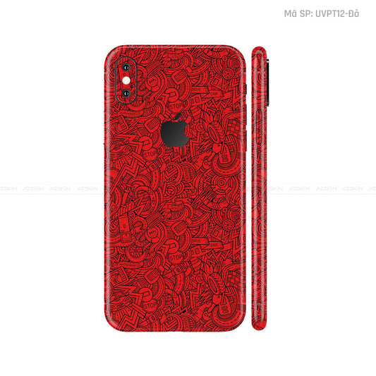 Dán Skin IPhone X Series Vân Pattern Cartoon Đỏ | UVPT12